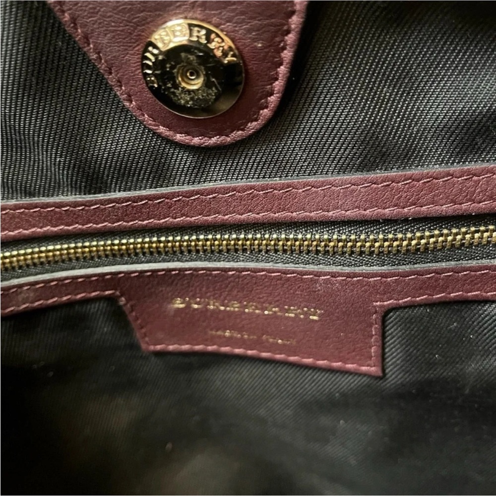 Burberry Vintage House Check Tote Bag Burgundy Leather - Picture 11 of 11